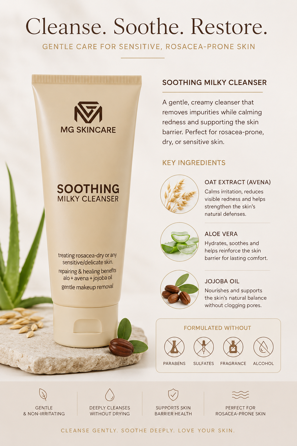 SOOTHING MILKY CLEANSER - FACE & EYES MAKEUP REMOVAL/CLEANSER