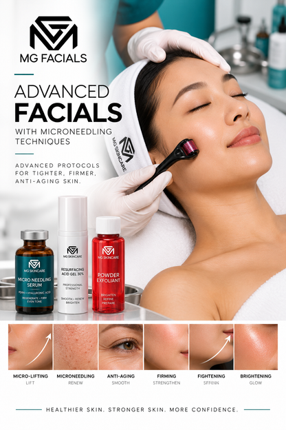 ADVANCED MG SIGNATURE FACIALS AGING/PIGMENTATION. ( SKIN NEEDLING & PEELS + MACHINERY )