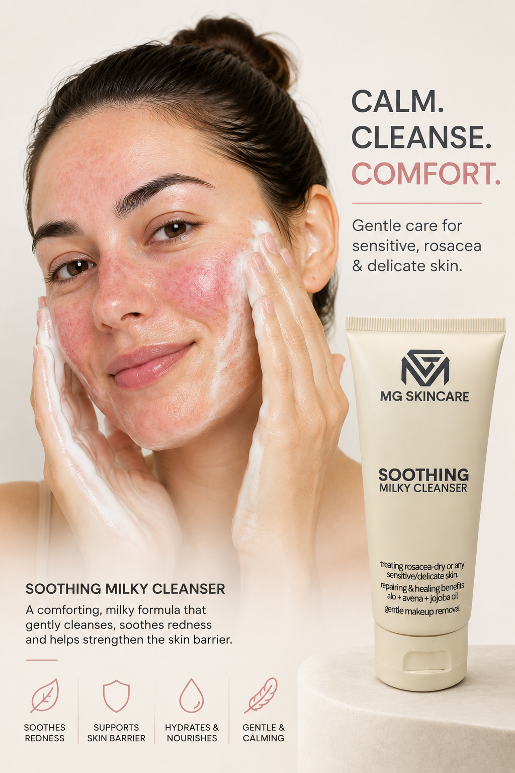 SOOTHING MILKY CLEANSER - FACE & EYES MAKEUP REMOVAL/CLEANSER